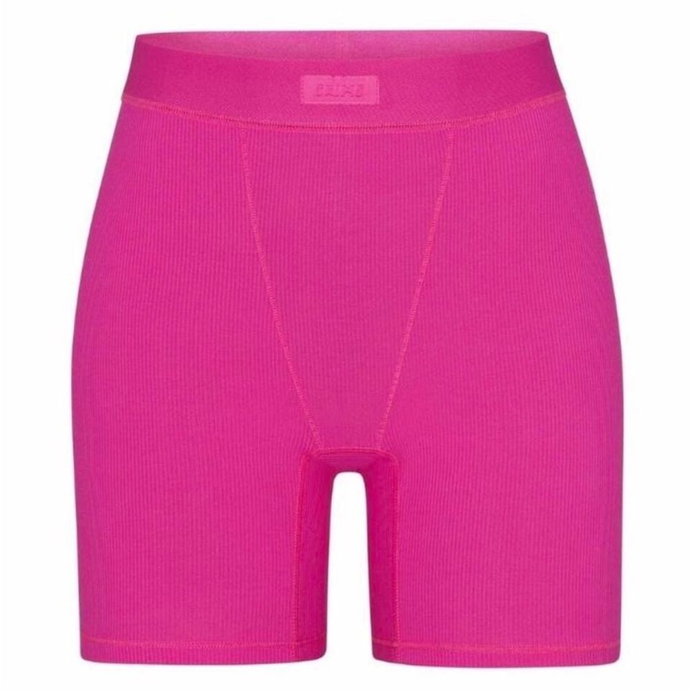 Skims Cotton Rib Boxers Raspberry Medium